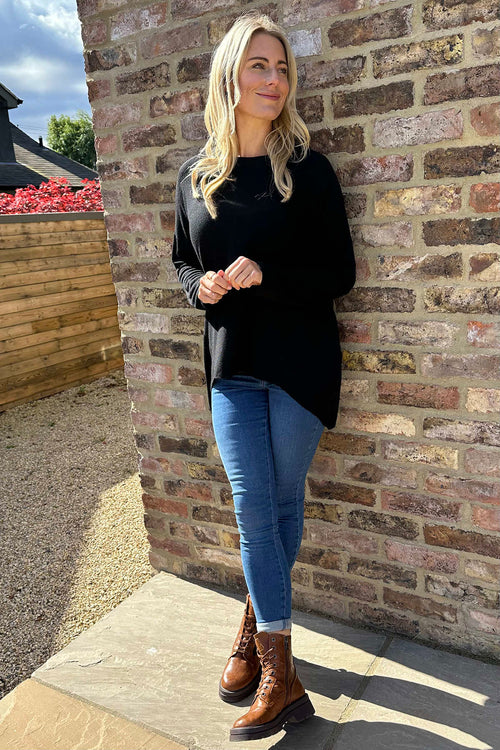 Tabitha Dipped Hem Jumper Black - Image 2