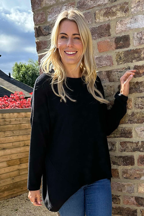 Tabitha Dipped Hem Jumper Black - Image 1