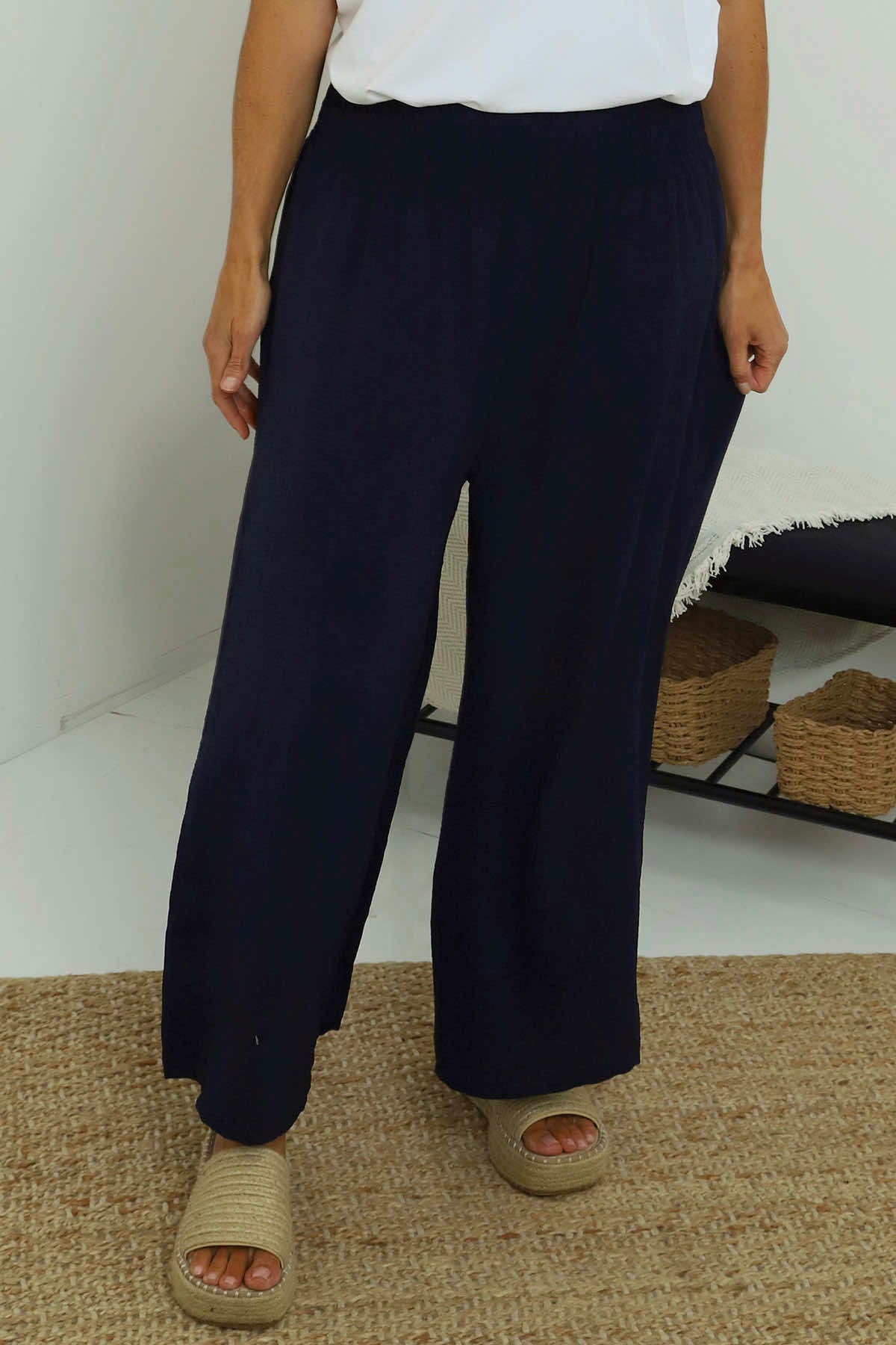 Jacqueline Wide Leg Trousers Navy