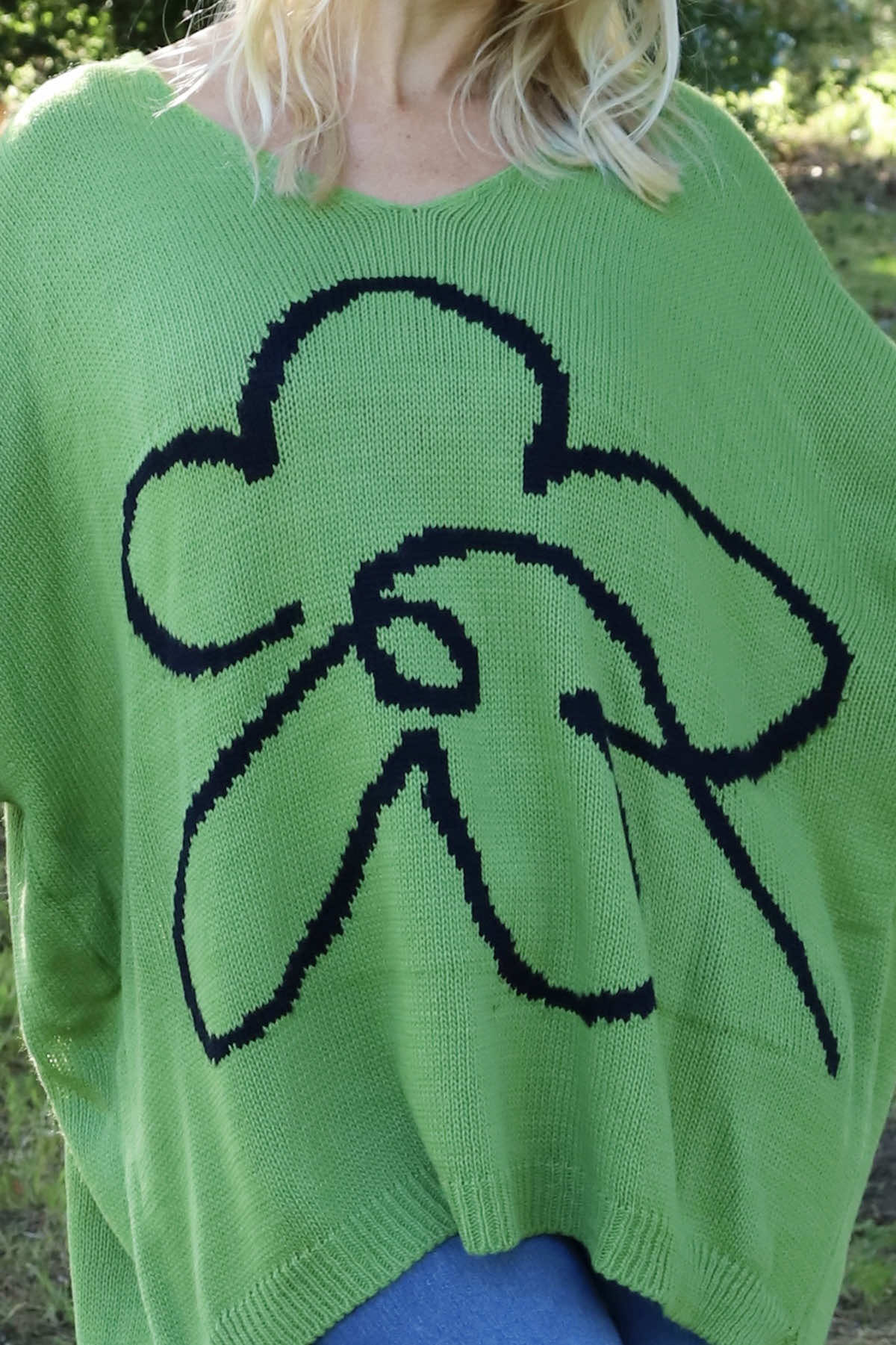 Roxanna Flower Knitted Jumper Green