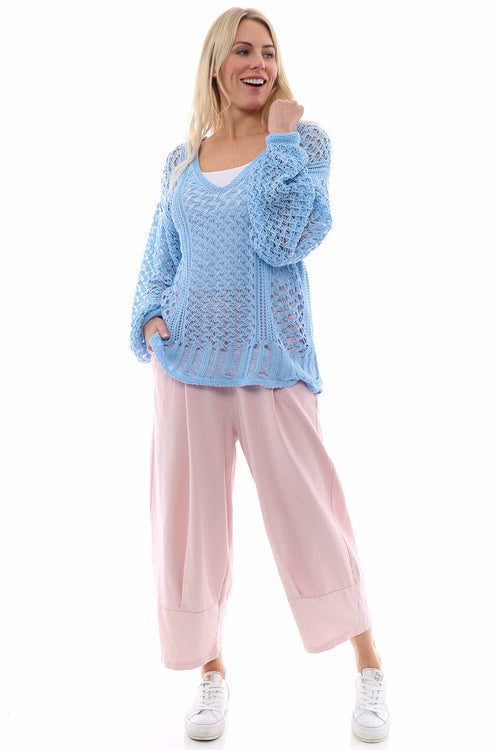 Elianna Cuffed Cotton Trousers Pink - Image 3