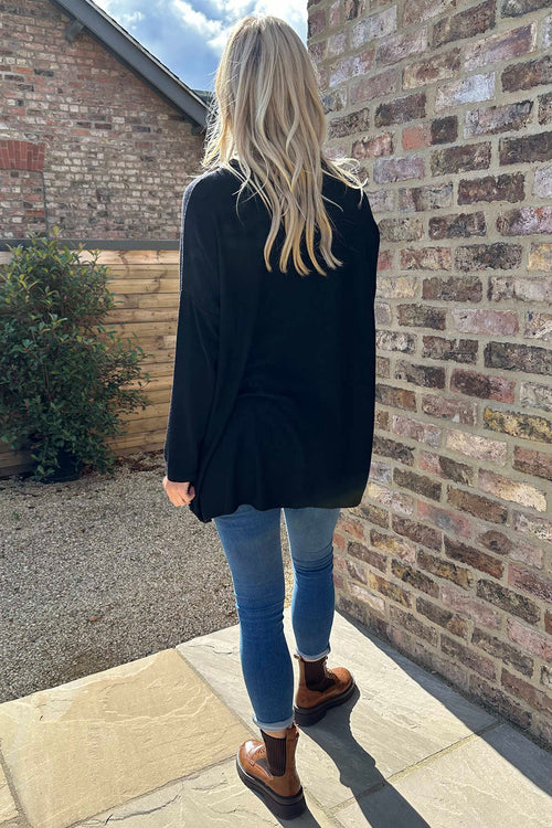 Tabitha Dipped Hem Jumper Black - Image 4