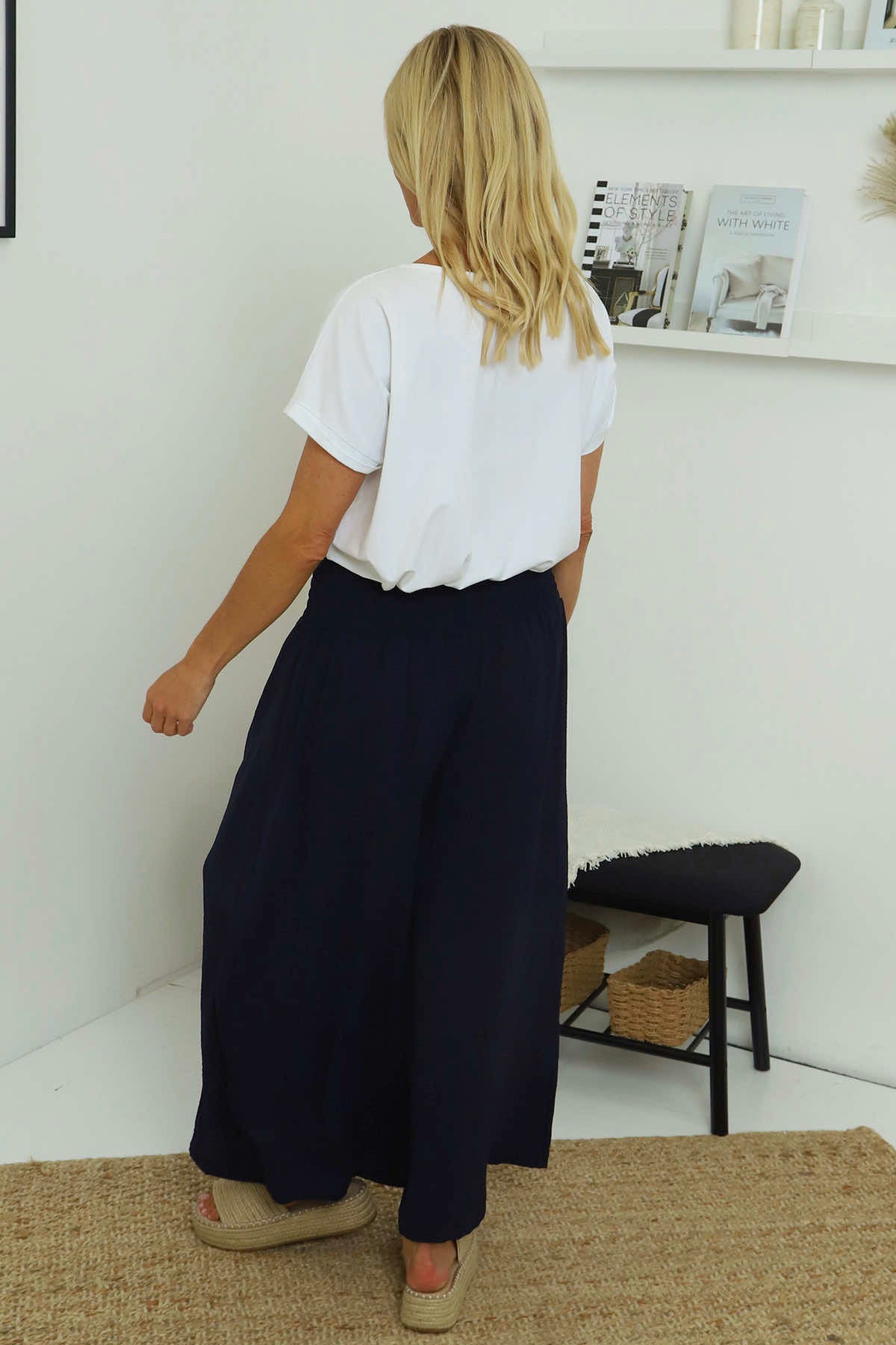 Jacqueline Wide Leg Trousers Navy