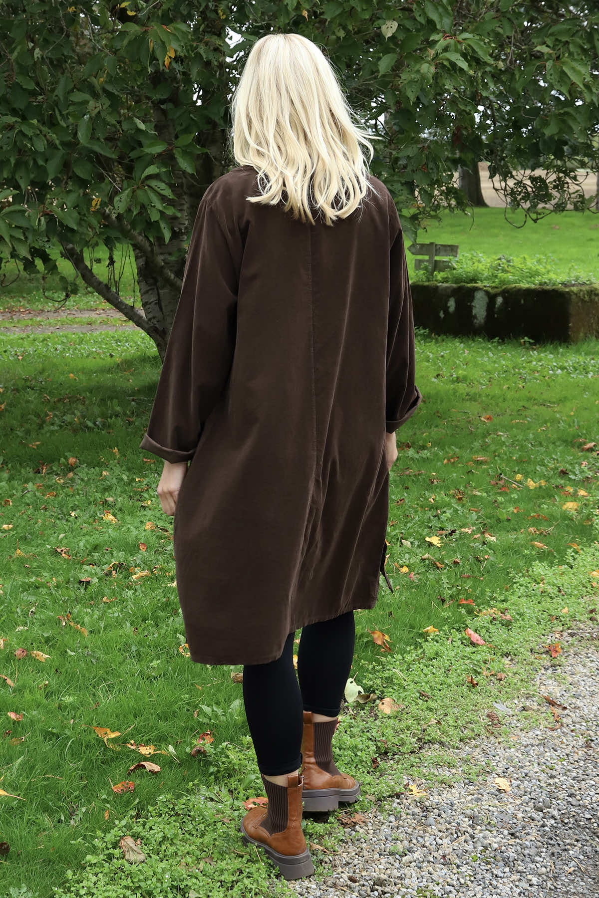 Izzy Button Detail Needlecord Dress Cocoa