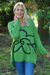Roxanna Flower Knitted Jumper Green