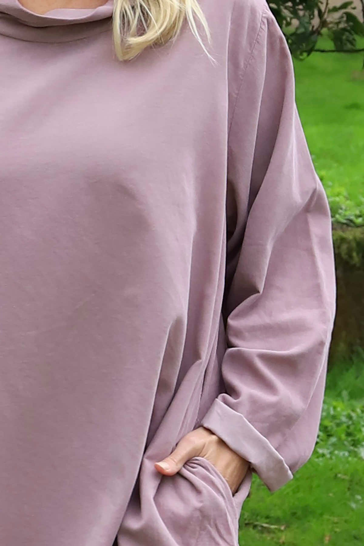 Izzy Button Detail Needlecord Dress Mauve