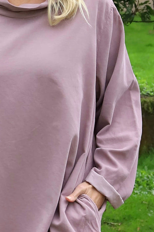 Izzy Button Detail Needlecord Dress Mauve - Image 3