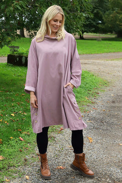 Izzy Button Detail Needlecord Dress Mauve