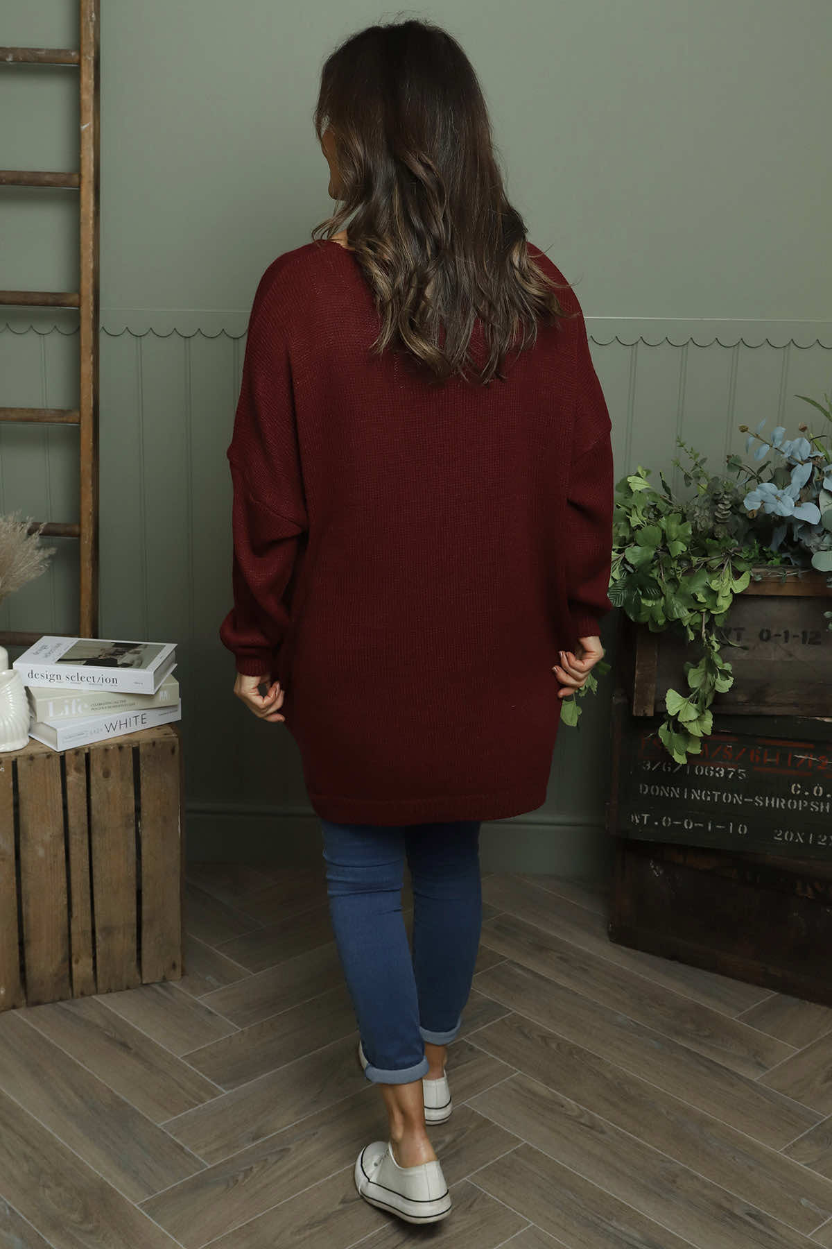 Josephine V-Neck Knitted Jumper Wine
