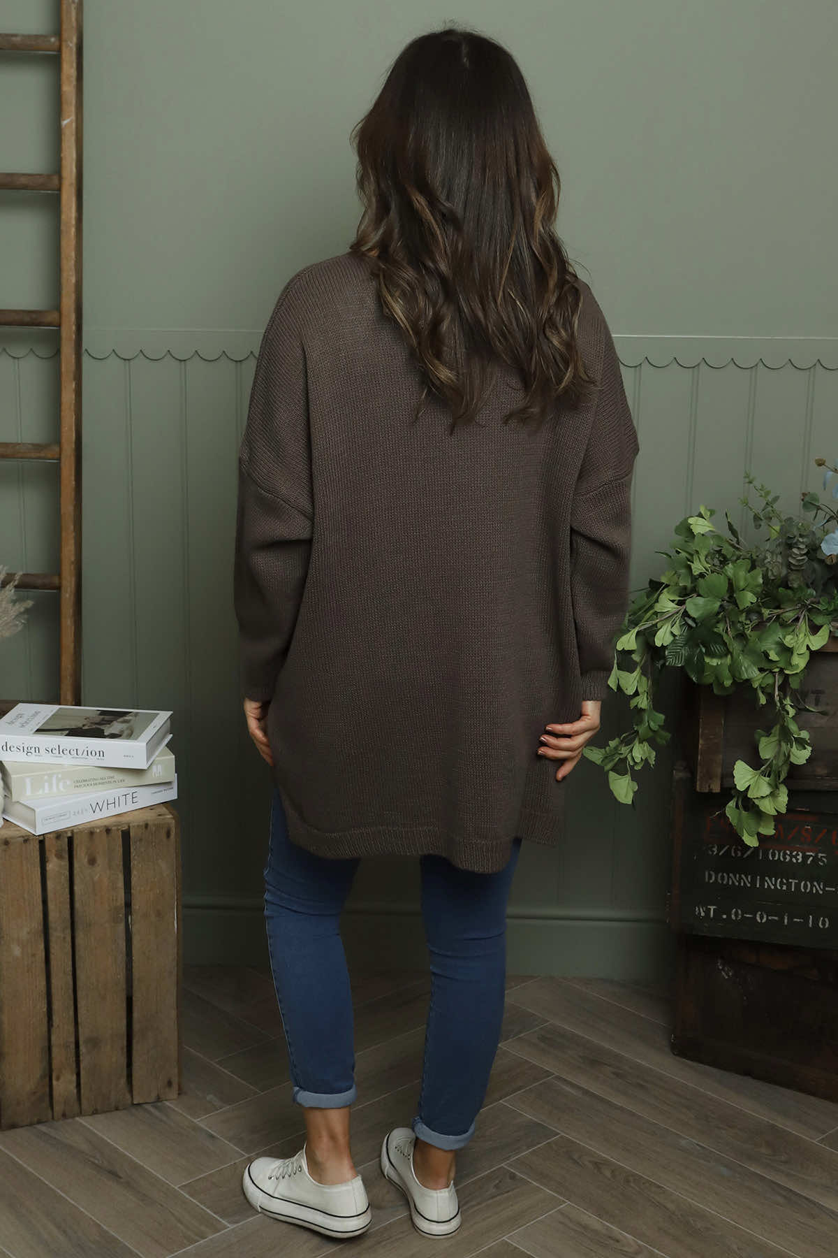 Josephine V-Neck Knitted Jumper Dark Mocha