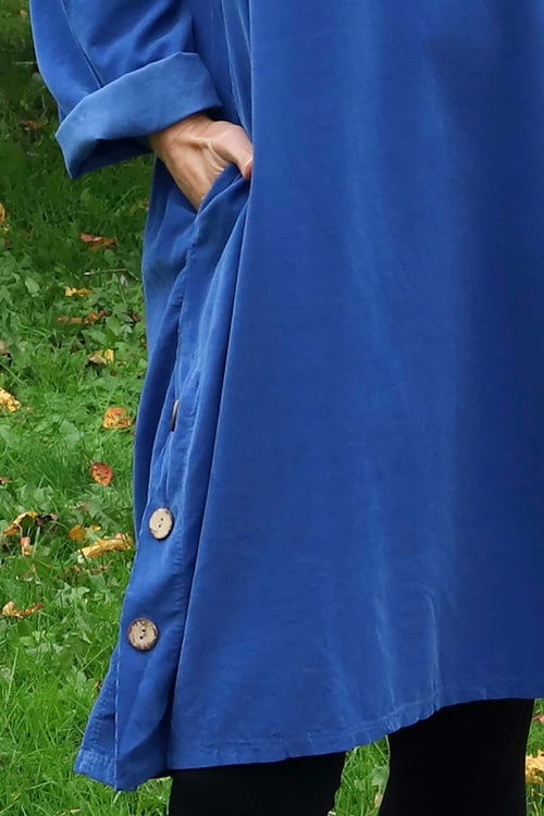 Izzy Button Detail Needlecord Dress Cobalt - Image 3