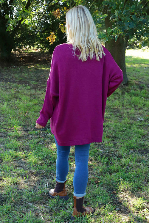 Roxanna Flower Knitted Jumper Berry - Image 4