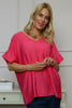 Koda V-Neck Button Top Fuchsia