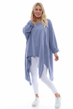 Caira Dipped Side Cotton Top Blue Grey Blue Grey - Caira Dipped Side Cotton Top Blue Grey