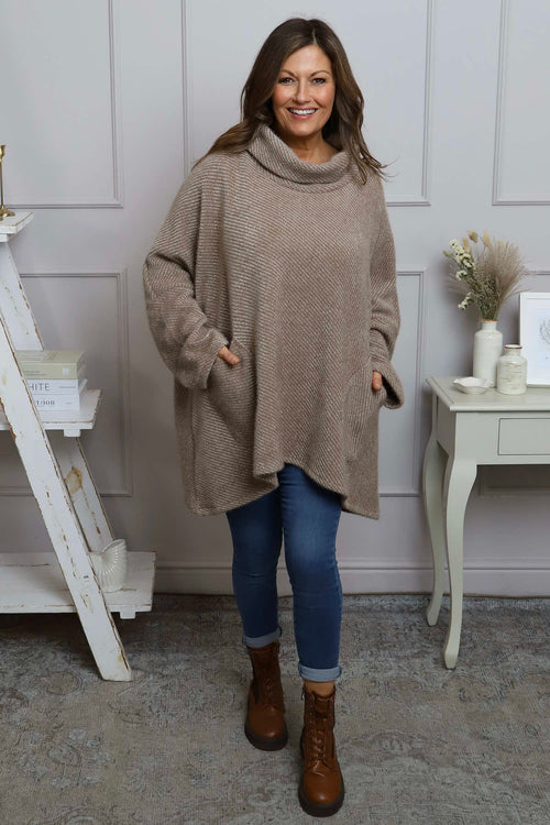 Luma Cowl Neck Jumper Mocha - Image 3