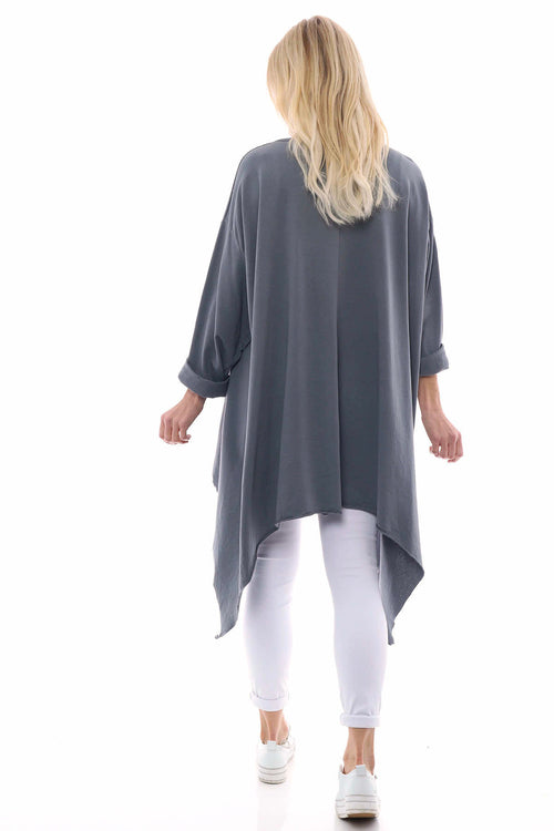 Caira Dipped Side Cotton Top Mid Grey - Image 7