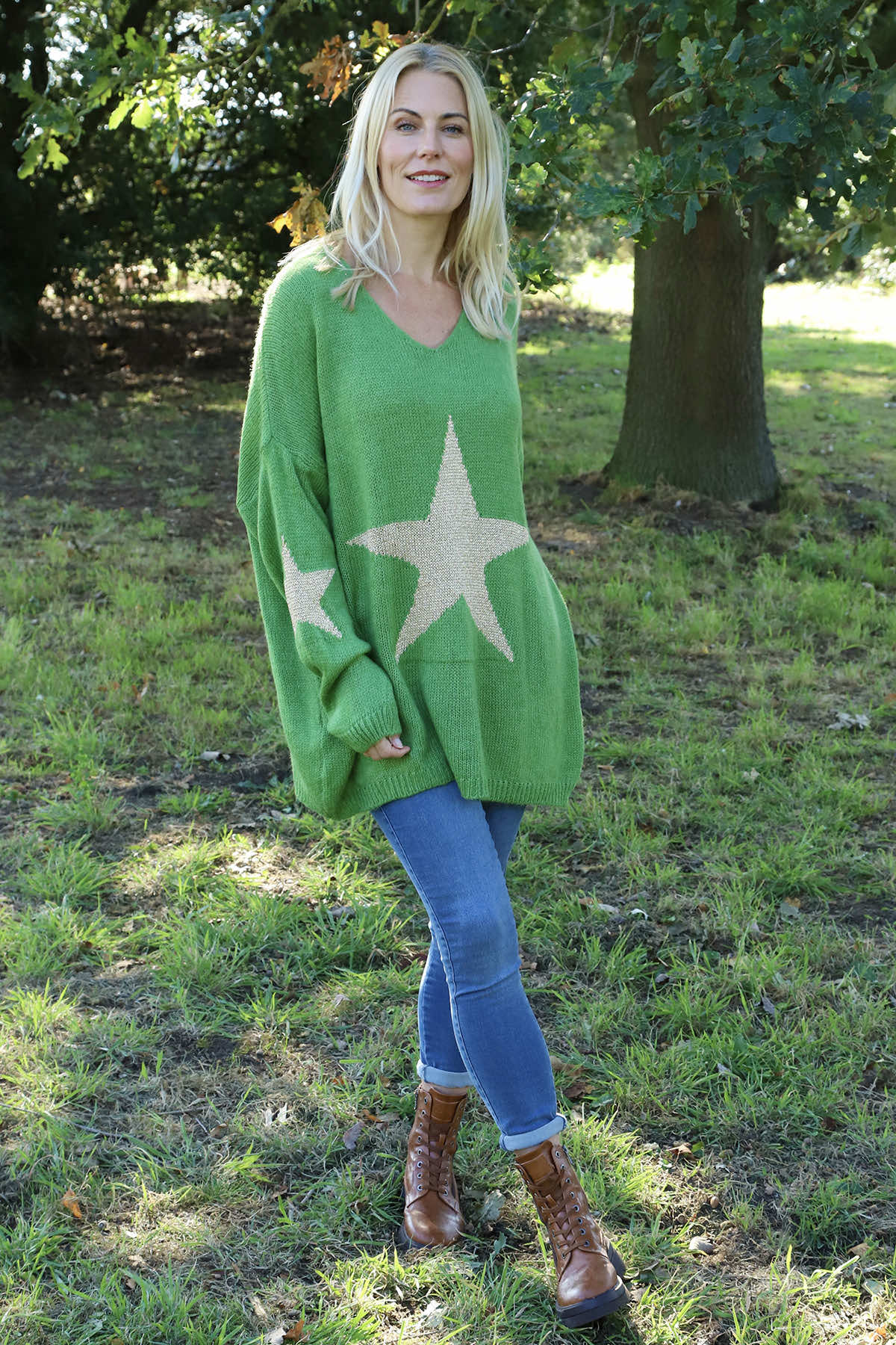 Paige Star Knitted Jumper Green