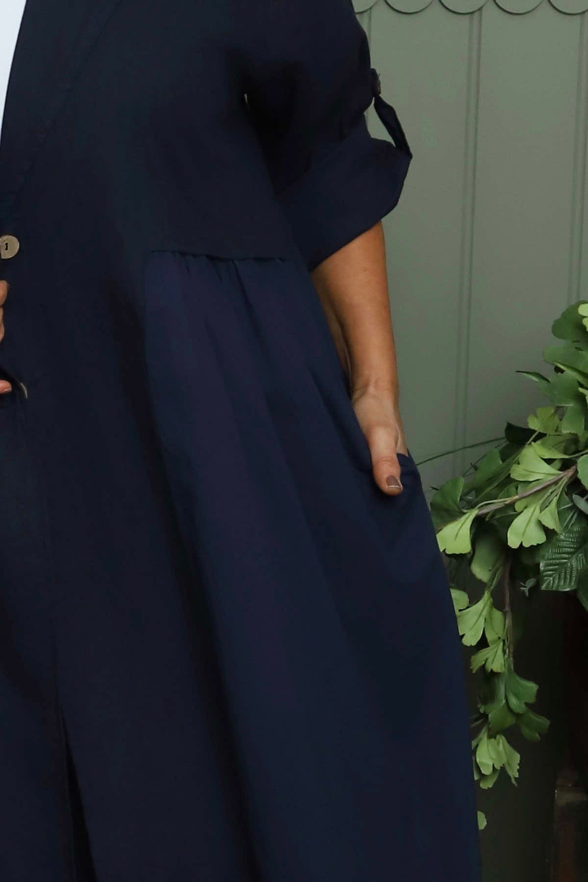 Meryl Long Cotton Jacket Navy