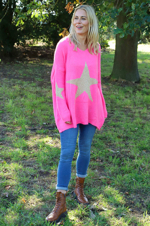 Paige Star Knitted Jumper Fuchsia - Image 3