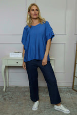 Koda V-Neck Button Top Cobalt Cobalt - Koda V-Neck Button Top Cobalt