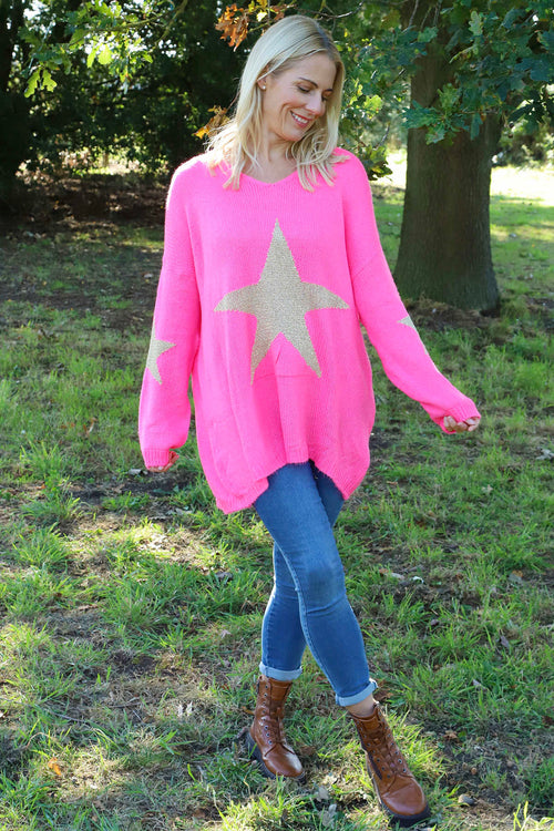 Paige Star Knitted Jumper Fuchsia