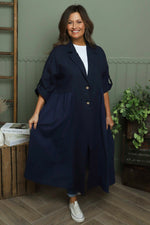Meryl Long Cotton Jacket Navy Navy - Meryl Long Cotton Jacket Navy