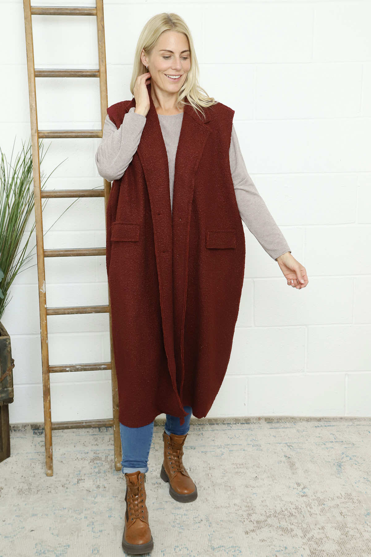 Kori Boucle Gilet Wine