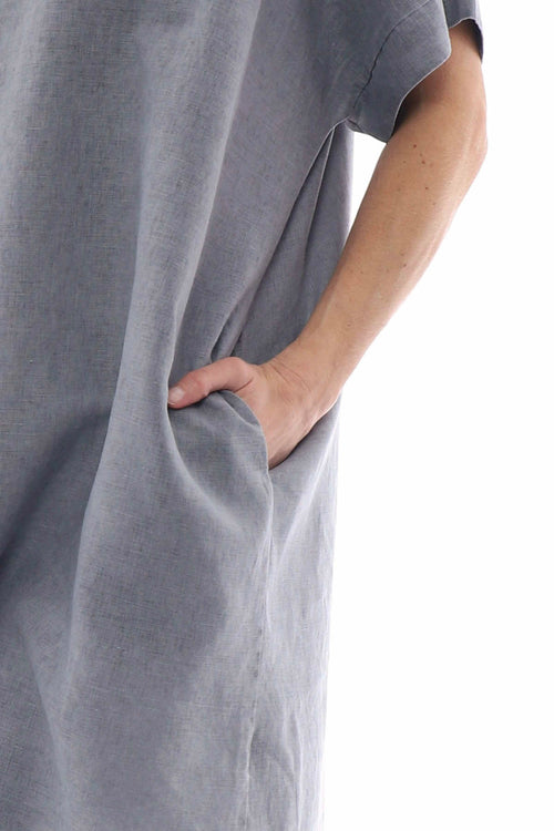 Lelia Washed Linen Tunic Mid Grey - Image 2