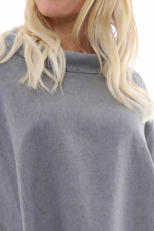 Lelia Washed Linen Tunic Mid Grey - Image 3