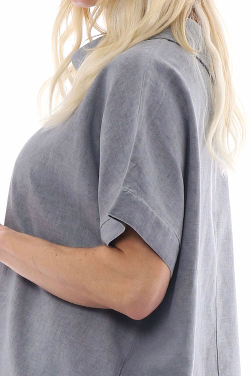 Lelia Washed Linen Tunic Mid Grey - Image 5