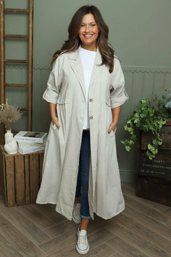 Meryl Long Cotton Jacket Stone
