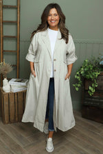 Meryl Long Cotton Jacket Stone Stone - Meryl Long Cotton Jacket Stone