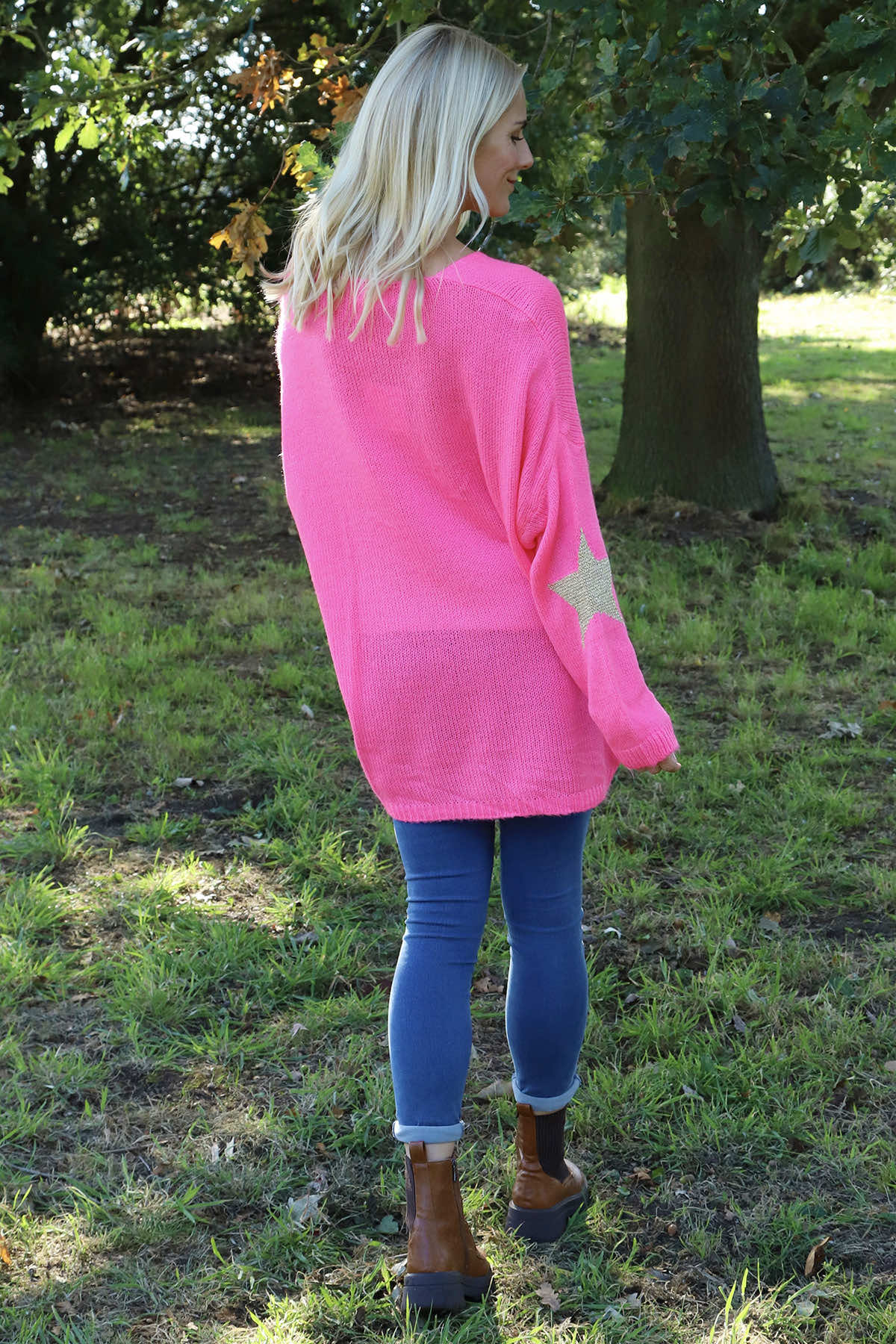 Paige Star Knitted Jumper Fuchsia