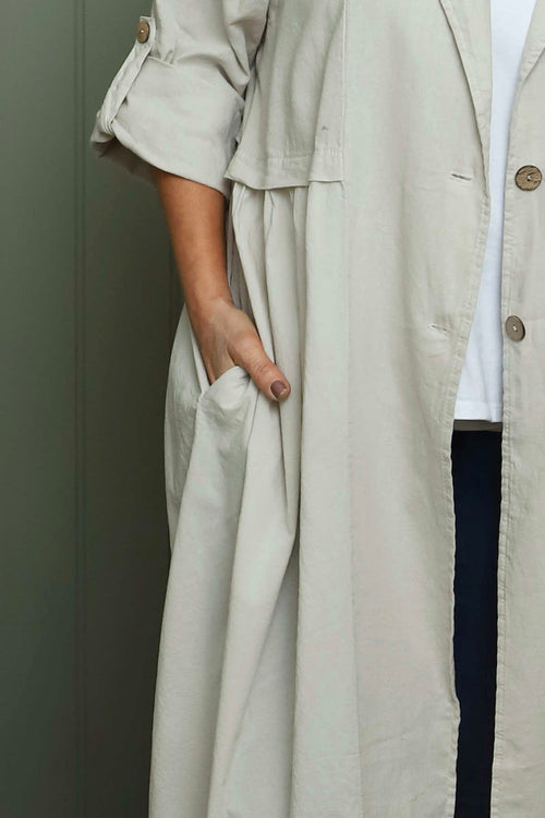 Meryl Long Cotton Jacket Stone - Image 2