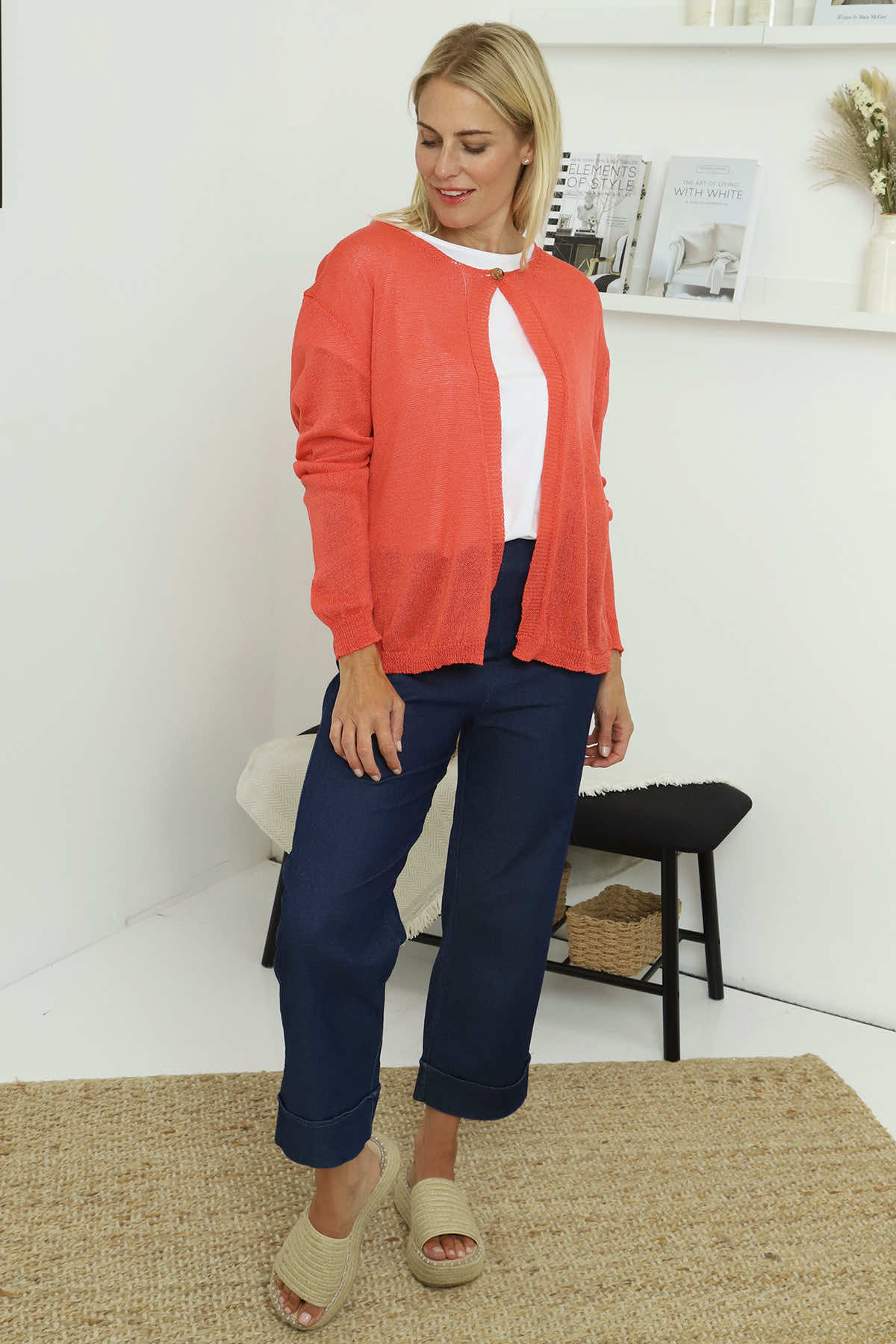 Leandra Knit Cardigan Coral