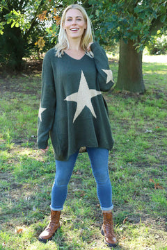 Paige Star Knitted Jumper Khaki