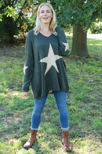 Paige Star Knitted Jumper Khaki Khaki - Paige Star Knitted Jumper Khaki