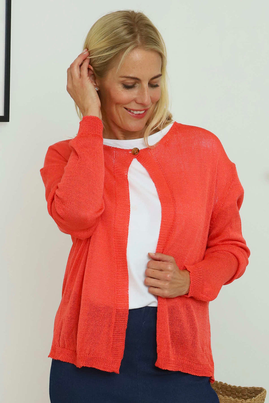 Leandra Knit Cardigan Coral