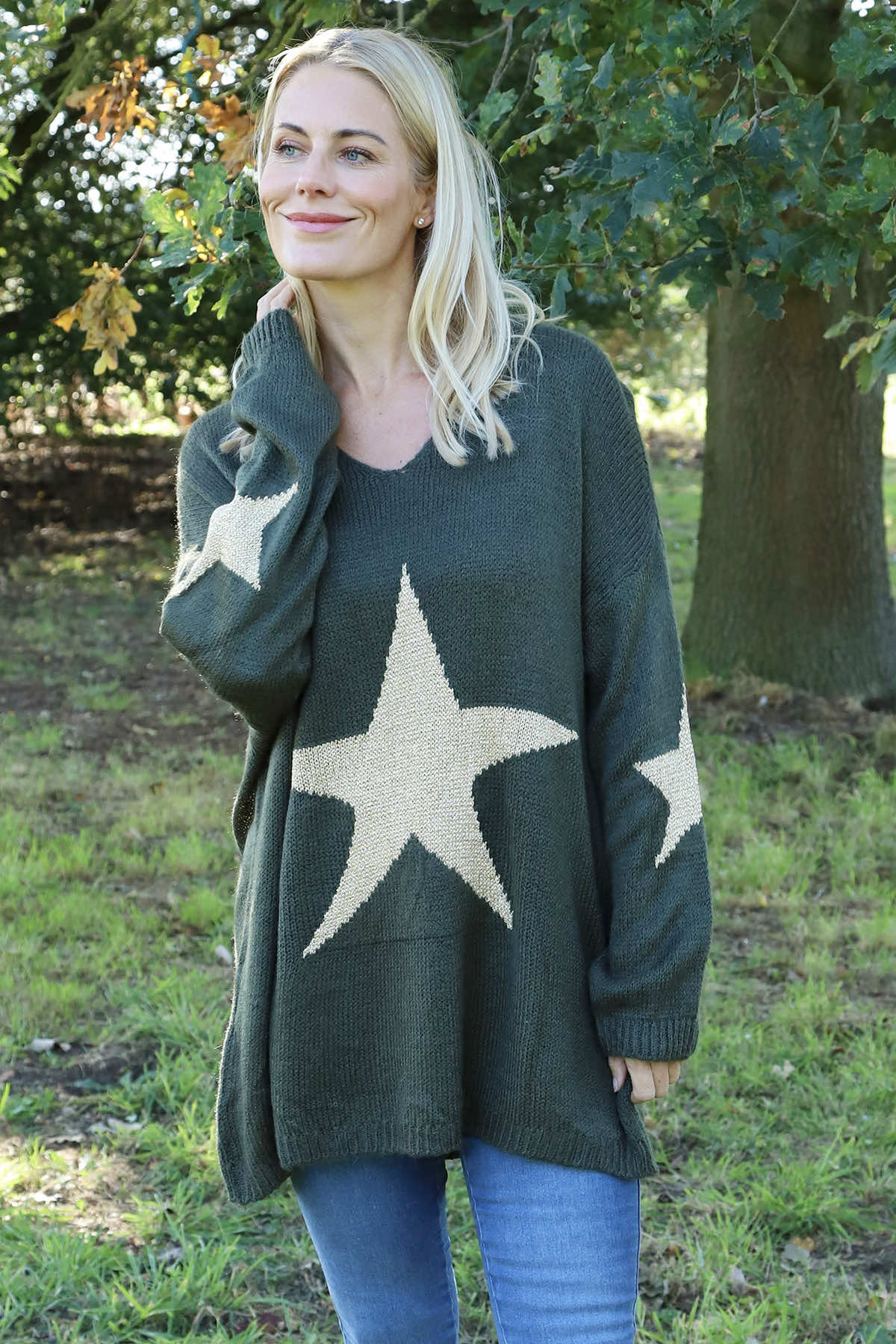 Paige Star Knitted Jumper Khaki