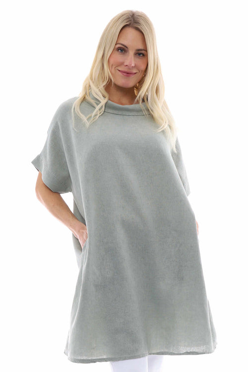 Lelia Washed Linen Tunic Khaki - Image 2