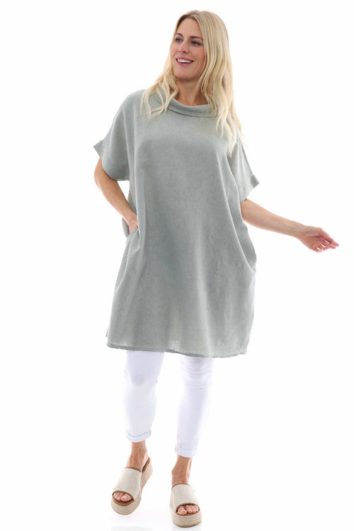 Lelia Washed Linen Tunic Khaki - Image 1