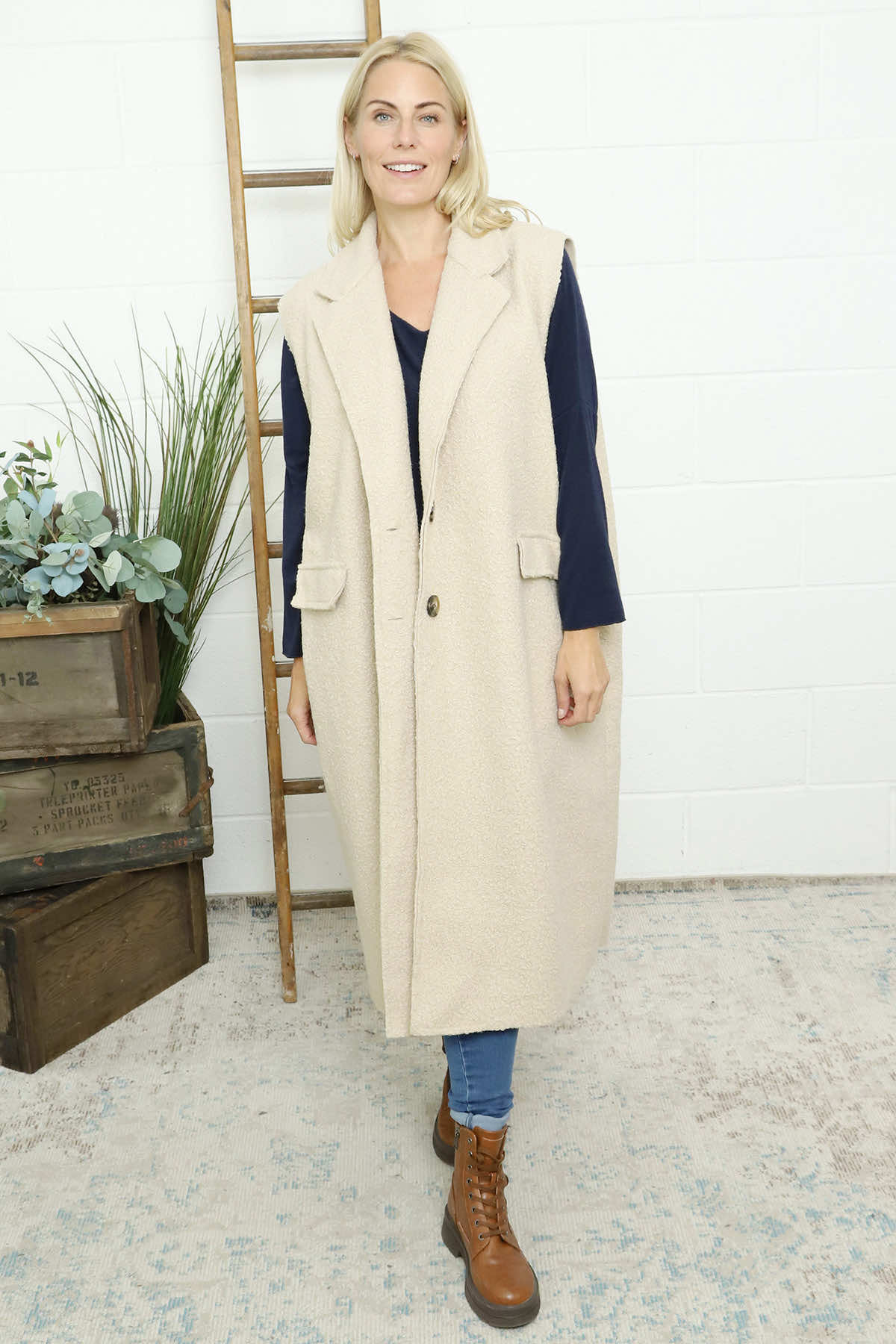 Kori Boucle Gilet Stone