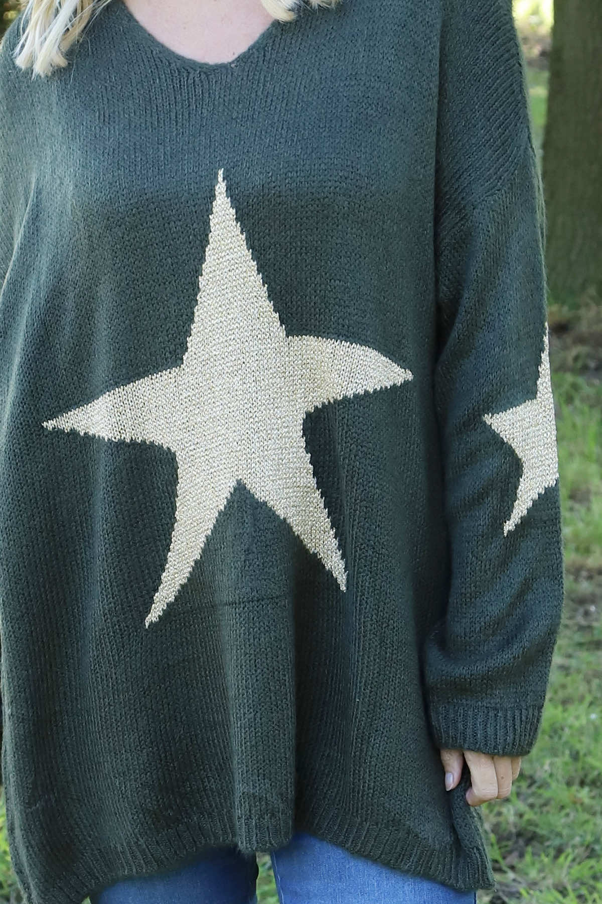 Paige Star Knitted Jumper Khaki