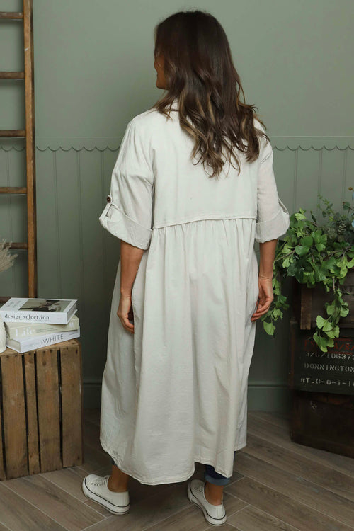 Meryl Long Cotton Jacket Stone - Image 4