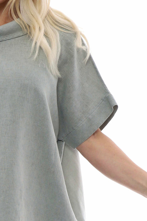 Lelia Washed Linen Tunic Khaki - Image 4