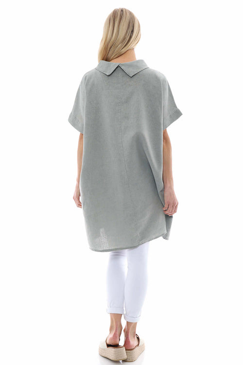 Lelia Washed Linen Tunic Khaki - Image 6