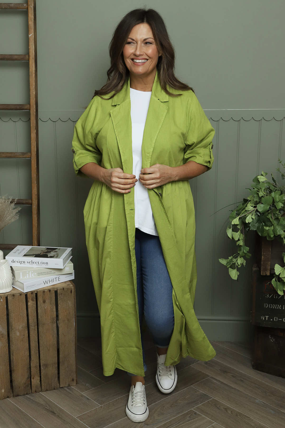 Meryl Long Cotton Jacket Olive