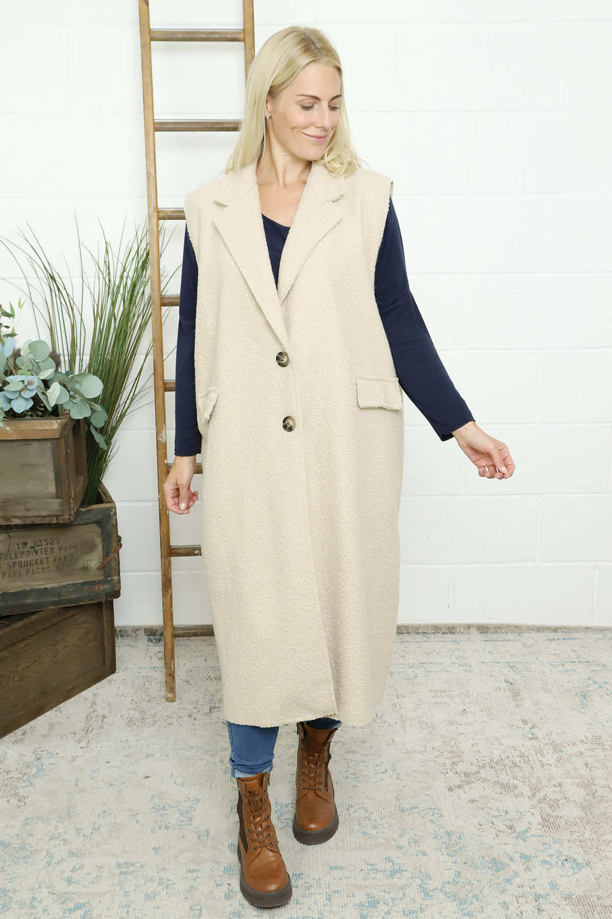 Kori Boucle Gilet Stone