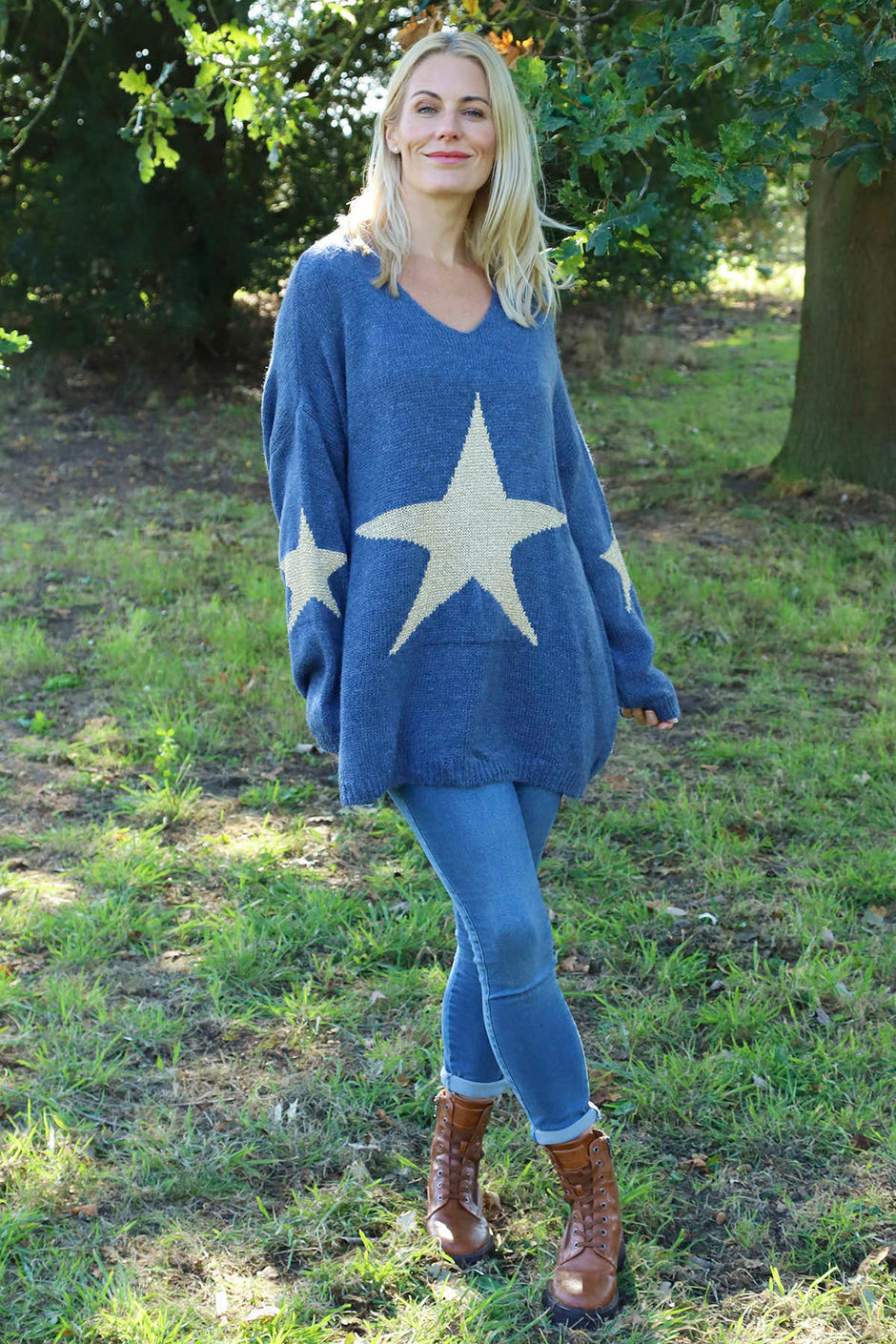 Paige Star Knitted Jumper Blue