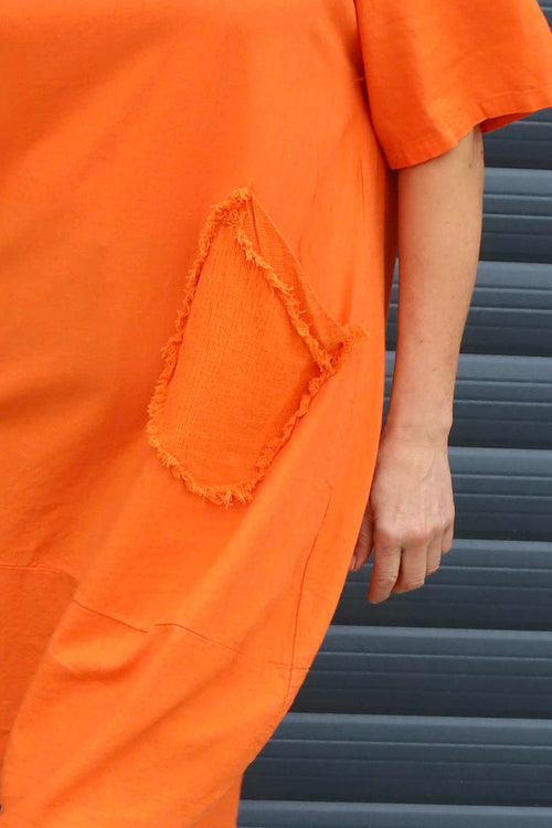 Grazia Flower Patch Linen Tunic Orange - Image 3